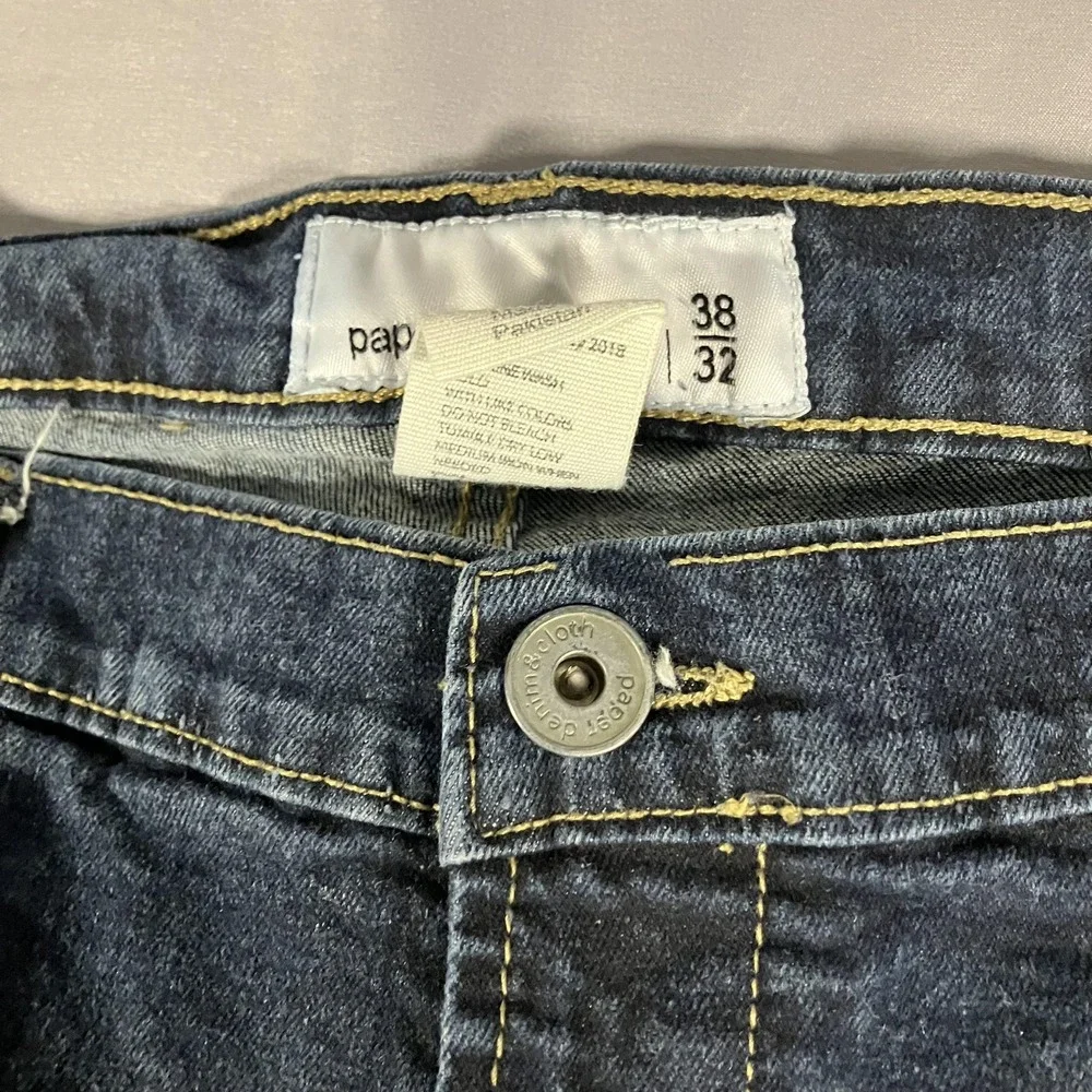 Paper Denim & Cloth Jeans Mens 38x32 Blue Stretch Straight Denim Pants Dark Wash